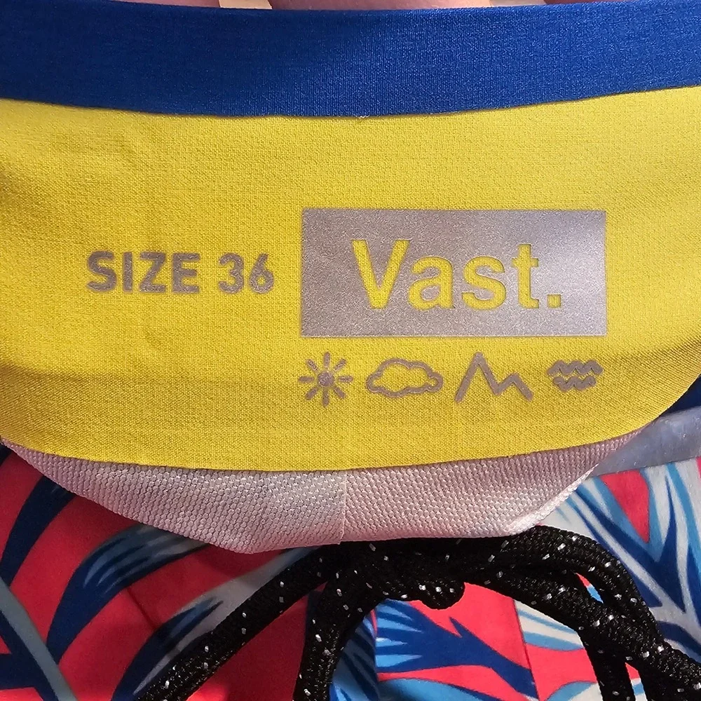 Vast Titanium 22 Mens Board Shorts Pink Blue Tropical Monstera Leaf Size 36 Tie